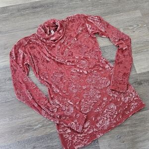 Elegant Red Floral Velvet Top